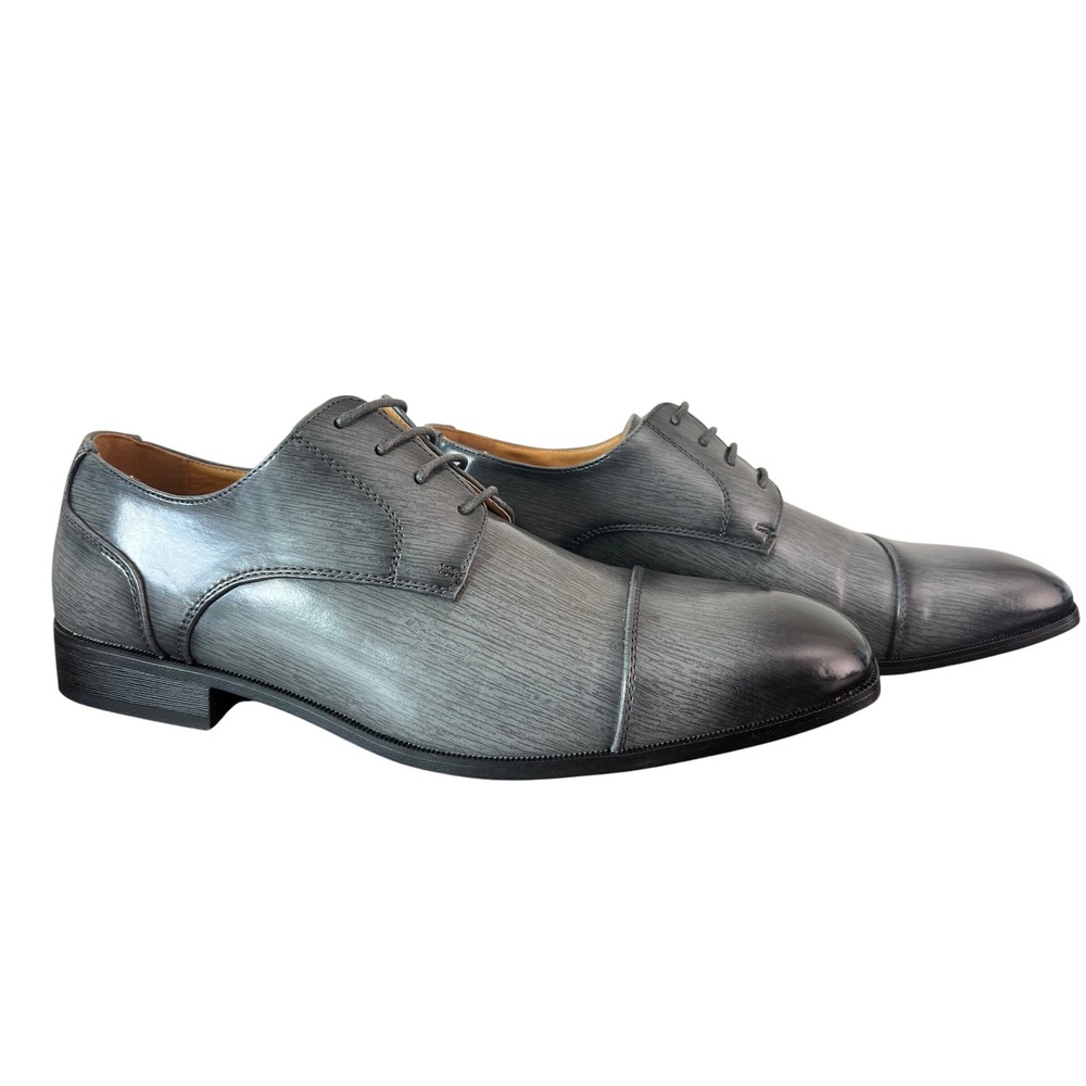 Antonio Cerrelli Mens Gray Ombre Wood Grain Cap Toe Derby Shoes 6782 Size‎ 10